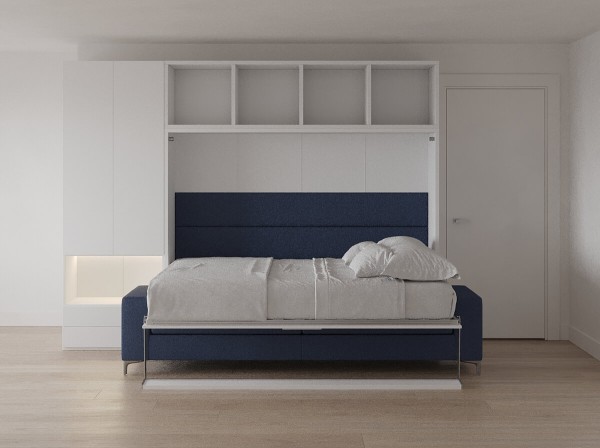 Royal Horizontal Queen Wall Bed with Sectional Sofa Bookcase and Wardrobe 6