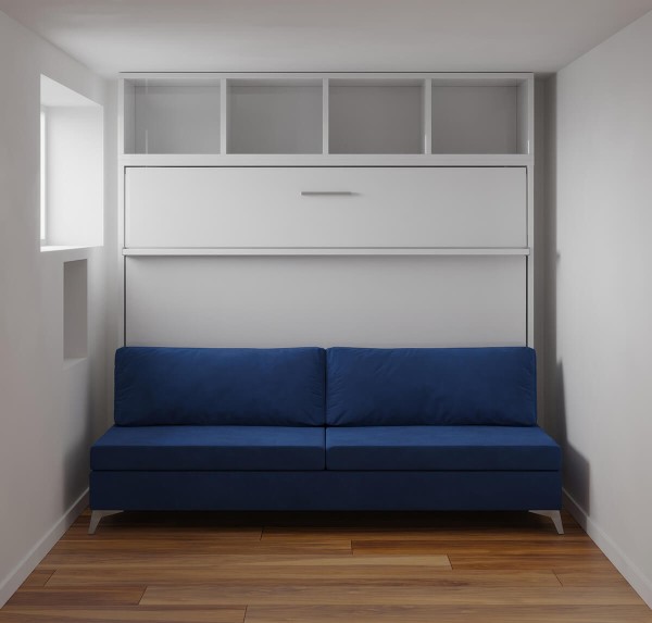 Royal Horizontal Queen Wall Bed with Sectional Sofa and Bookcase 3