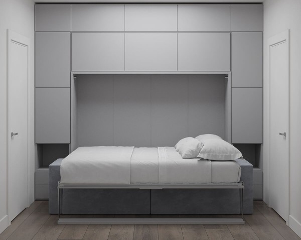 Royal Horizontal Queen Wall Bed with Sectional Sofa and Convertible Wardrobe 4