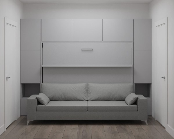 Royal Horizontal Queen Wall Bed with Sectional Sofa and Convertible Wardrobe 5