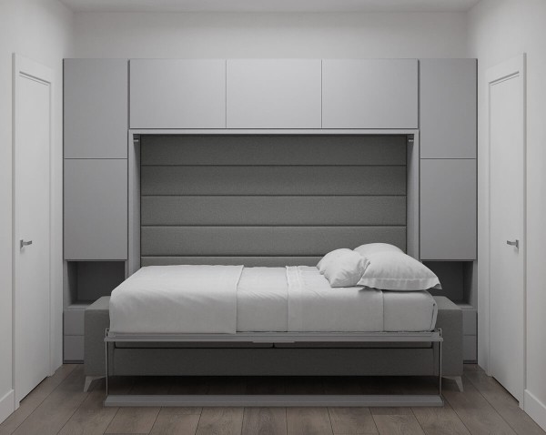 Royal Horizontal Queen Wall Bed with Sectional Sofa and Convertible Wardrobe 6