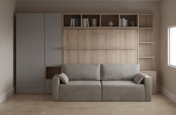 Royal Horizontal Queen Wall Bed with Wardrobe and Bookcase 6