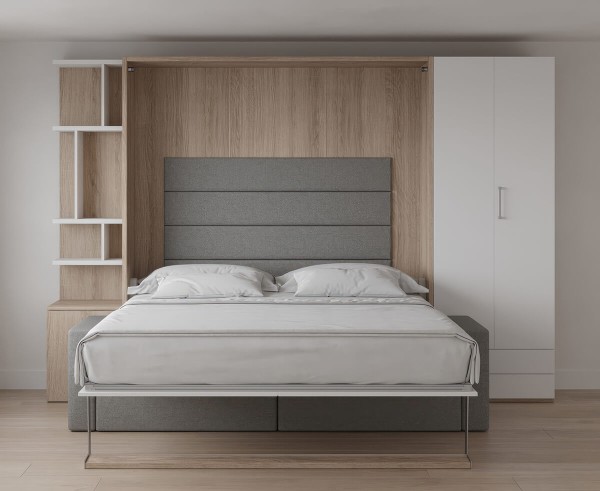 Royal King Murphy Bed with Sectional Sofa Wardrobe and Bookcase 12