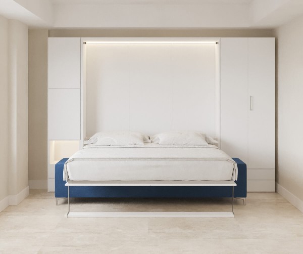 Royal King Murphy Bed with Sectional Sofa Wardrobe and Bookcase 14