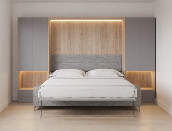 Royal King Murphy Bed with Sectional Sofa Wardrobe and Bookcase 20