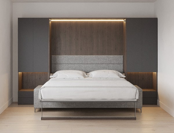 Royal King Murphy Bed with Sectional Sofa Wardrobe and Bookcase 22