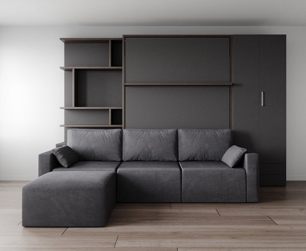 ROYAL Queen Wall Bed with Wardrobe and Bookcase Set