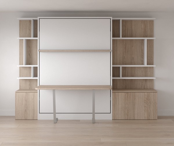 Royal Queen Wall Bed With Desk and Bookcase Set 3