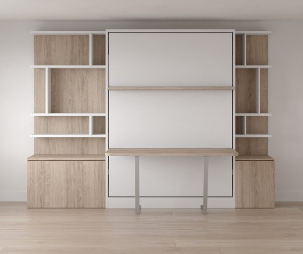 Royal Queen Wall Bed With Desk and Bookcase Set 6