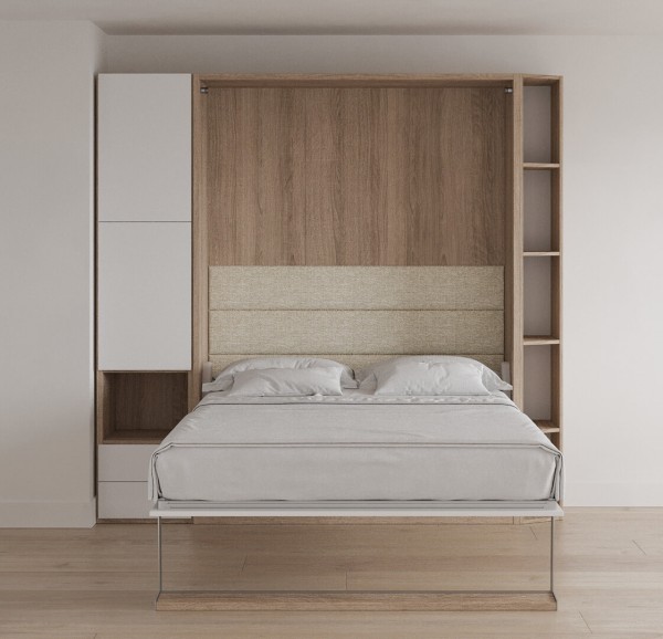 Royal Queen Wall Bed with Bookcase Wardrobe and Folding Table 2