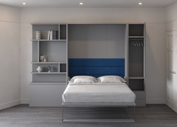 Royal Queen Wall Bed with Bookcase and Wardrobe 1