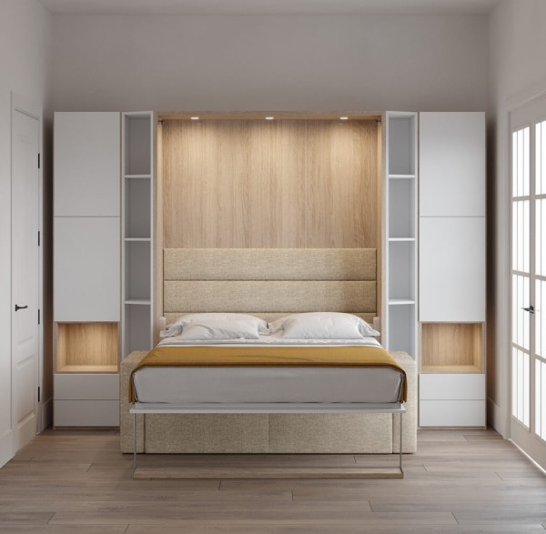 Royal Queen Wall Bed with Bookcase and Wardrobe 13