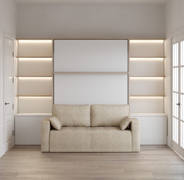 Royal Queen Wall Bed with Bookcase and Wardrobe 16