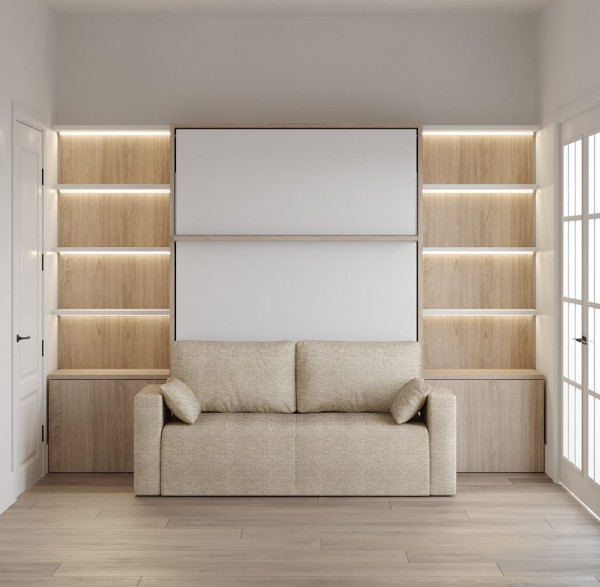 Royal Queen Wall Bed with Bookcase and Wardrobe 18