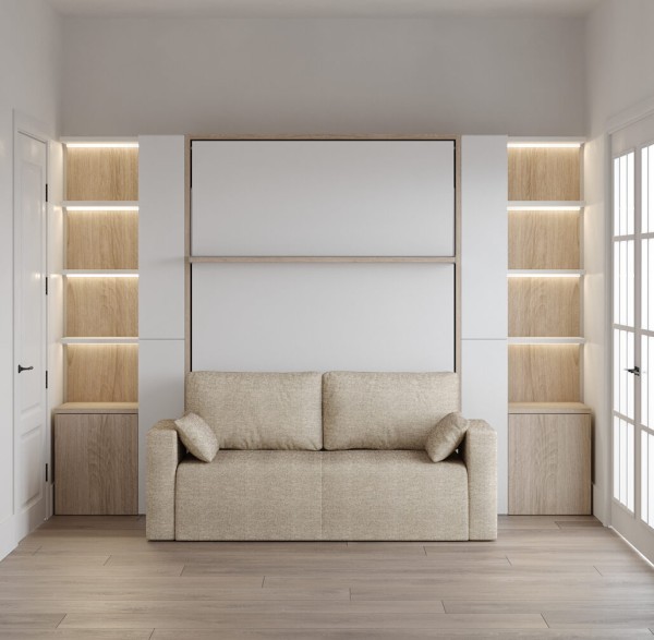 Royal Queen Wall Bed with Bookcase and Wardrobe 20