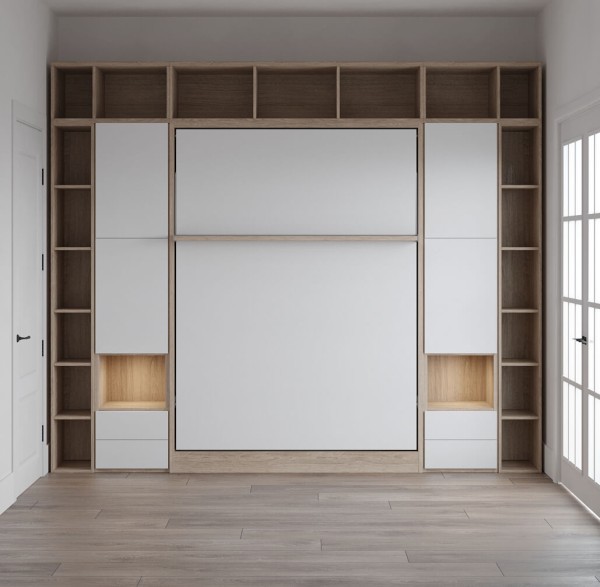 Royal Queen Wall Bed with Bookcase and Wardrobe 25