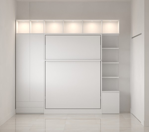 Royal Queen Wall Bed with Bookcase and Wardrobe 30