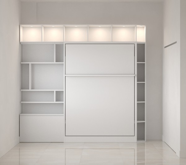 Royal Queen Wall Bed with Bookcase and Wardrobe 32