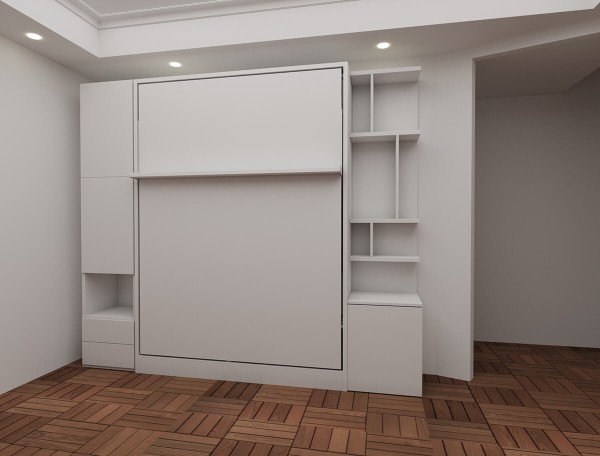 Royal Queen Wall Bed with Wardrobe and Bookcase