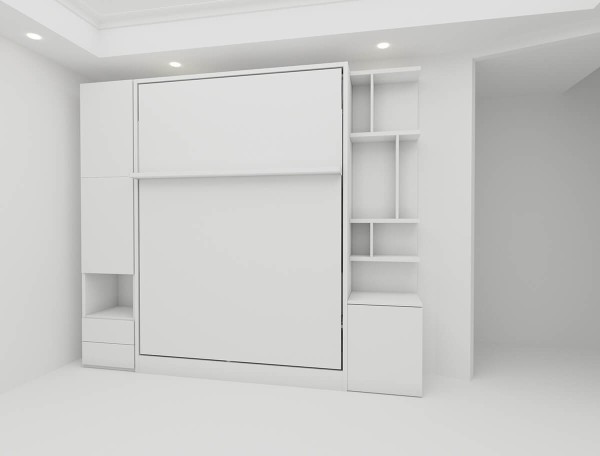 Royal Queen Wall Bed with Bookcase and Wardrobe 37