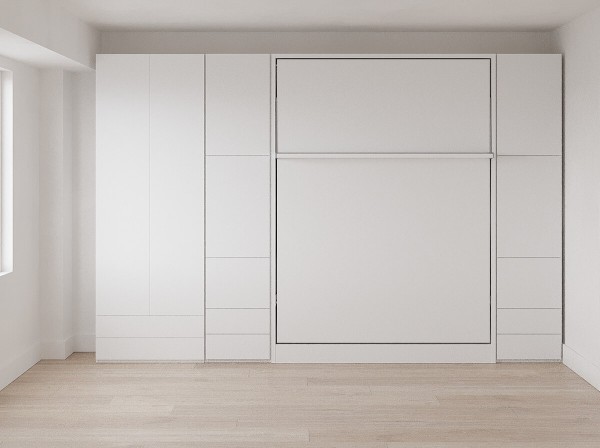 Royal Queen Wall Bed with Bookcase and Wardrobe 48