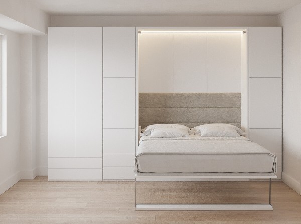 Royal Queen Wall Bed with Bookcase and Wardrobe 49