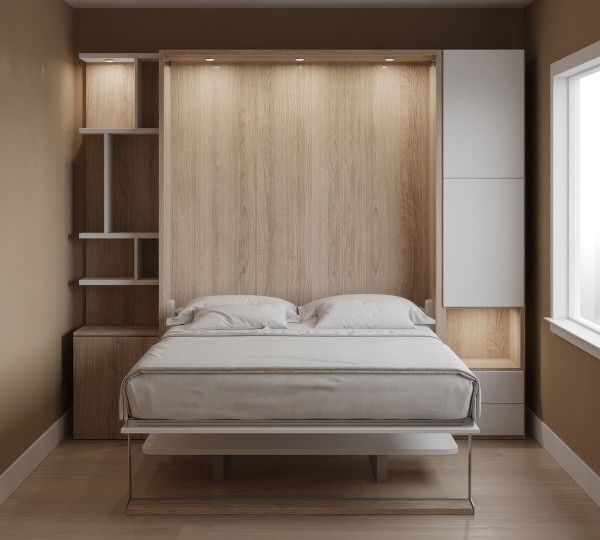 Royal Queen Wall Bed with Desk Wardrobes 4