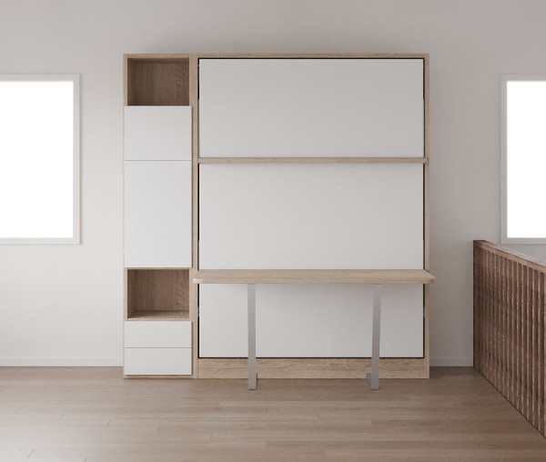 Royal Queen Wall Bed with Desk Wardrobes 9