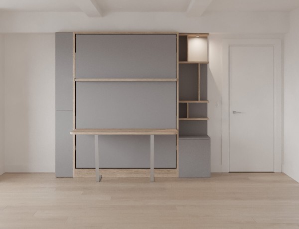 Royal Queen Wall Bed With Desk and Bookcase