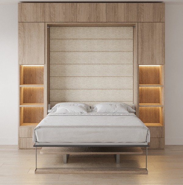 Royal Queen Wall Bed with Desk Wardrobes and Bookcase Set 17