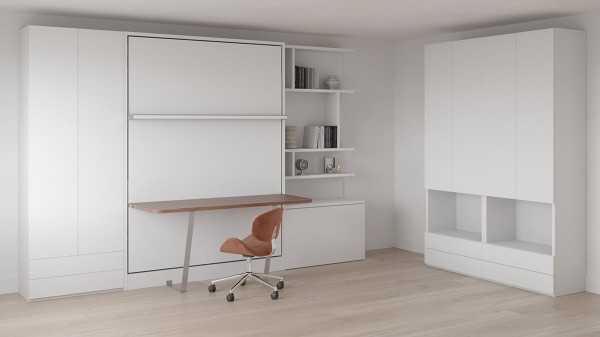 Royal Queen Wall Bed with Desk Wardrobes and Bookcase Set 2