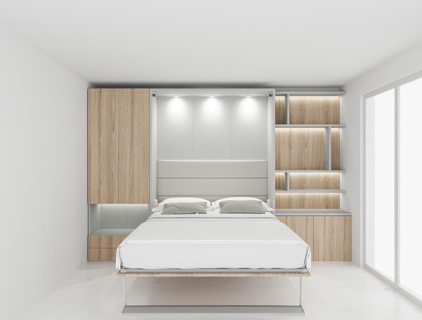 Royal Queen Wall Bed with Desk Wardrobes and Bookcase Set 22