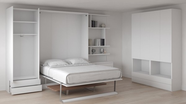 Royal Queen Wall Bed with Desk Wardrobes and Bookcase Set 3