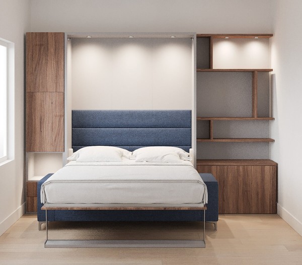 Royal Queen Wall Bed with Sectional Sofa Wardrobe and Bookcase Set 102