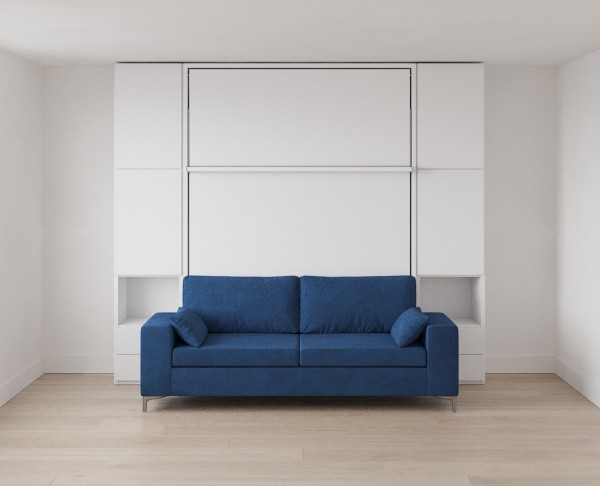 Royal Queen Wall Bed with Sectional Sofa Wardrobe and Bookcase Set 136