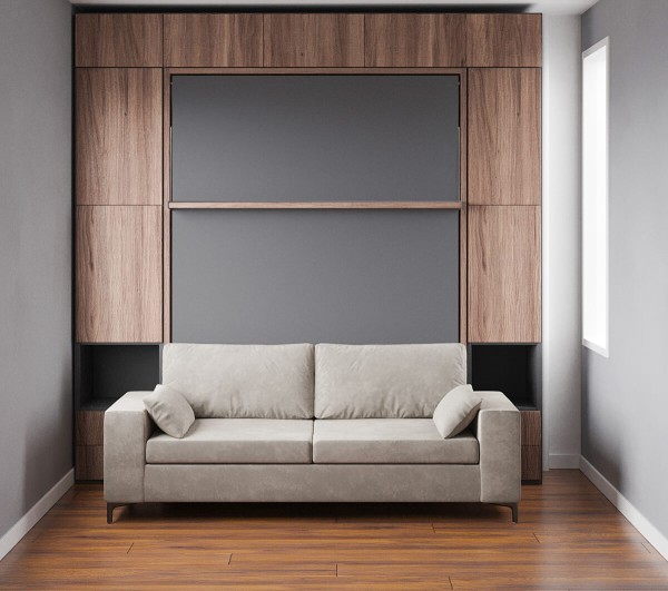 Royal Queen Wall Bed with Sectional Sofa Wardrobe and Bookcase Set 160