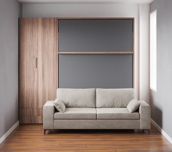 Royal Queen Wall Bed with Sectional Sofa Wardrobe and Bookcase Set 161