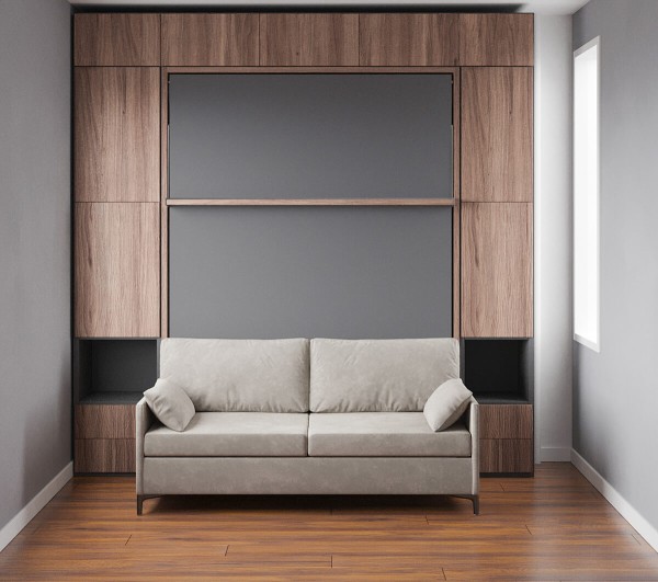 Royal Queen Wall Bed with Sectional Sofa Wardrobe and Bookcase Set 163