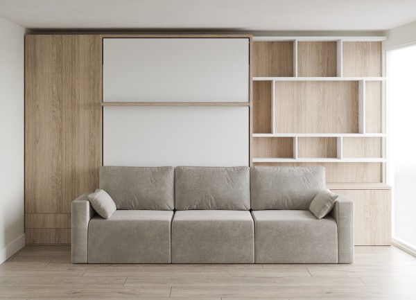 Royal Queen Wall Bed with Sectional Sofa Wardrobe and Bookcase Set 178