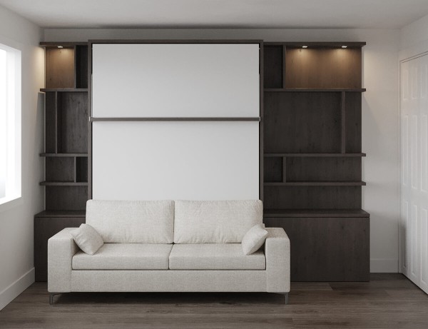 Royal Queen Wall Bed with Sectional Sofa Wardrobe and Bookcase Set 199