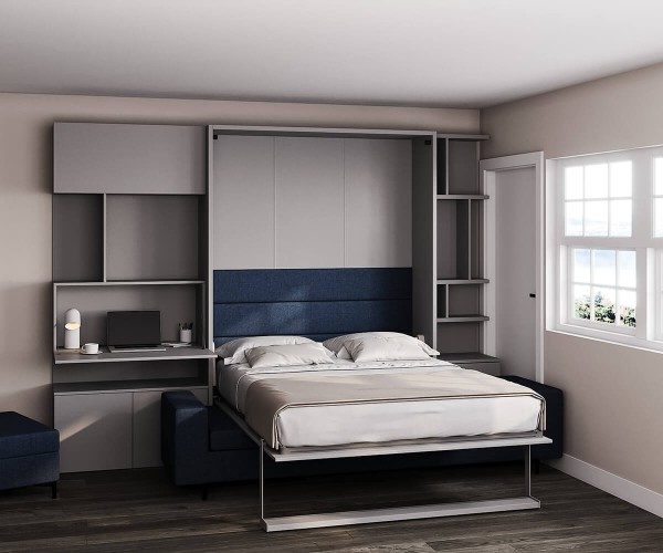 Royal Queen Wall Bed with Sectional Sofa Wardrobe and Bookcase Set 206