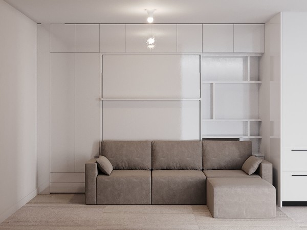 Royal Queen Wall Bed with Sectional Sofa Wardrobe and Bookcase Set 215