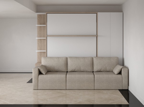 Royal Queen Wall Bed with Sectional Sofa Wardrobe and Bookcase Set 22