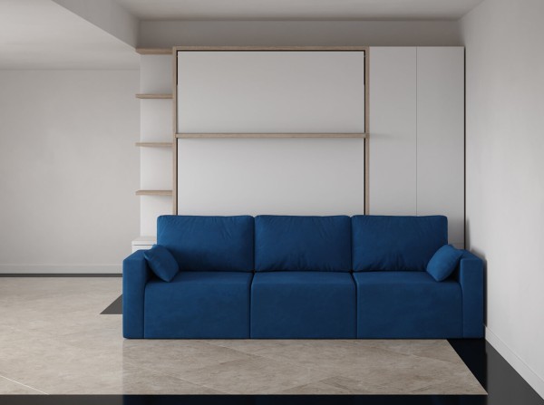 Royal Queen Wall Bed with Sectional Sofa Wardrobe and Bookcase Set 24