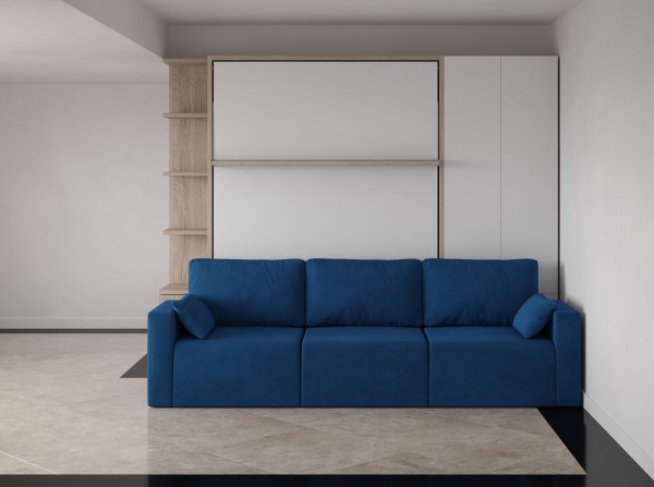 Royal Queen Wall Bed with Sectional Sofa Wardrobe and Bookcase Set 25