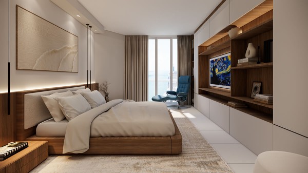 Royal Queen Wall Bed with Sectional Sofa Wardrobe and Bookcase Set 265