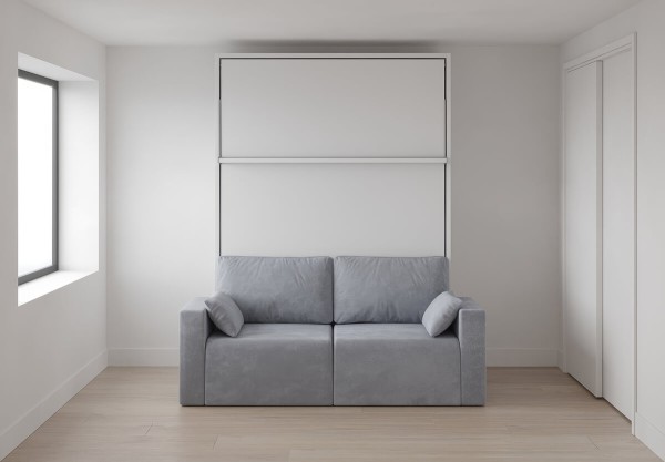 Royal Queen Wall Bed with Sectional Sofa Wardrobe and Bookcase Set 56