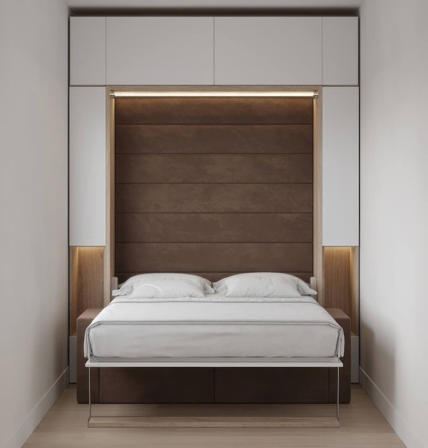 Royal Queen Wall Bed with Sectional Sofa Wardrobe and Bookcase Set 69