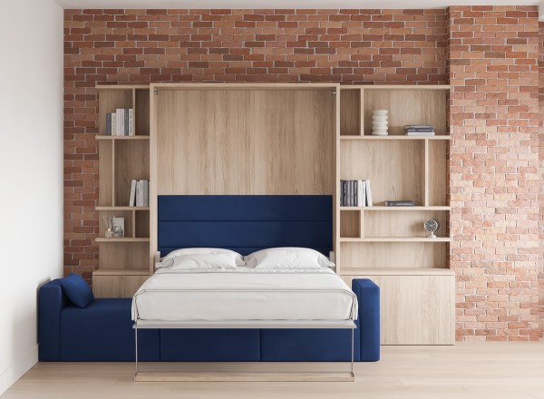 Royal Queen Wall Bed with Sectional Sofa Wardrobes 11