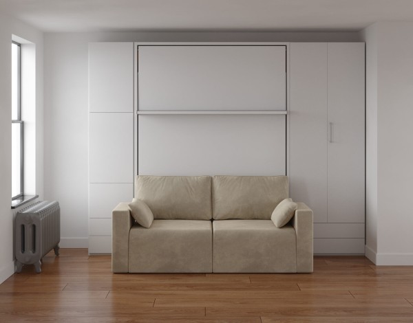 Royal Queen Wall Bed with Wardrobes and Sofa